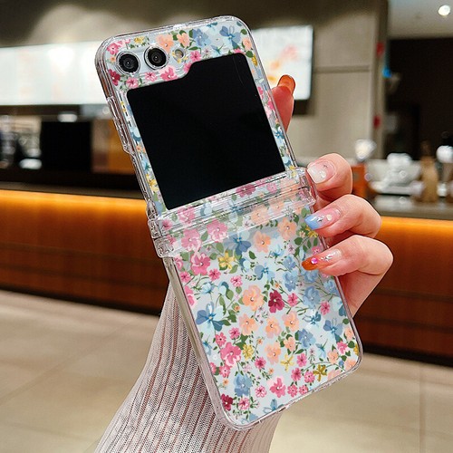 For Samsung Galaxy Z Flip6 5 4 3 Shockproof Hinge Clear Phone Case Floral Cover - Picture 18 of 21