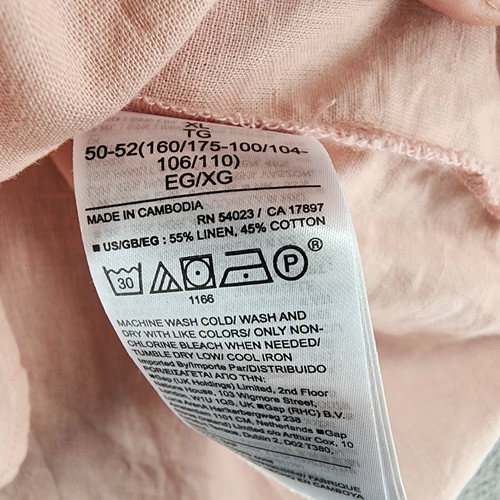 GAP Shirt Womens XL Short Sleeve Button Up Pink Linen Blend - 第 5/7 張圖片
