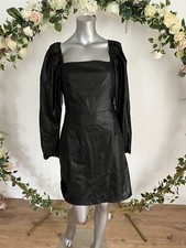 Influence Dress Size 8 Black Faux Leather Square Neck PU Dress New LE43