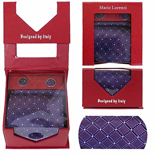 Mario Lorenzi Men's Tie with Matching Handkerchief / Pocket Square and Cufflinks - Picture 10 of 16