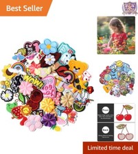 60PCS Embroidered Iron On Patches Fabric Assorted Cute Applique for Jackets