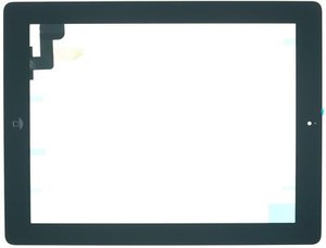B-Ware iPad 2 Touchscreen Digitizer Glas + Kleber Home Button montiert Schwarz