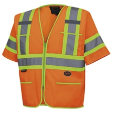Hi-Viz Safety Sleeved safety vests - Solid Polyester Tricot - Orange - XL