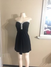 Alythea Little Black Dress Mini Strapless Sweetheart Neckline Rhinestone Size M