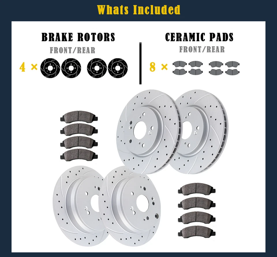 Ajuste para Honda CR-V 2007-2016 Kit de pastilhas de freio dianteiro e traseiro com fenda - Imagem 4 de 4
