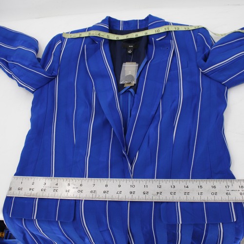 NWT J Crew Alfie blazer womens 0 one button regal blue striped jacquard viscose - Picture 11 of 14