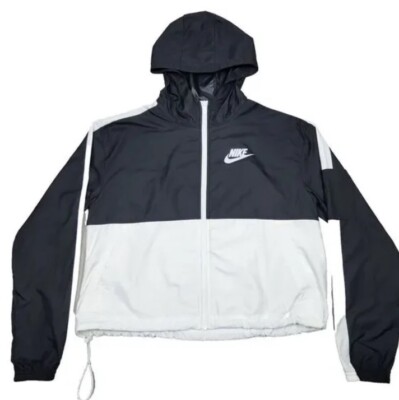nike black and white windbreaker cropped