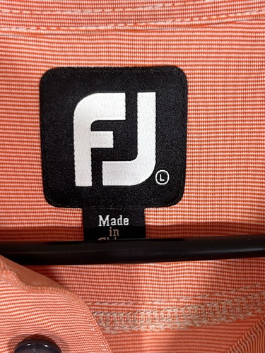 Polo golf uomo FJ FootJoy taglia large manica corta arancione a righe bianca - Foto 3 di 4