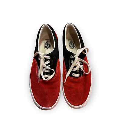 VANS Old Skool Red Black Low Suede Canvas Classic Skate Shoes