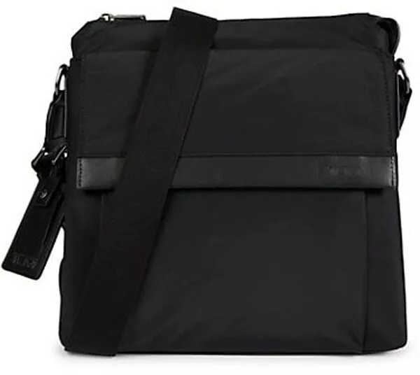 S black nylon crossbody bag with flap