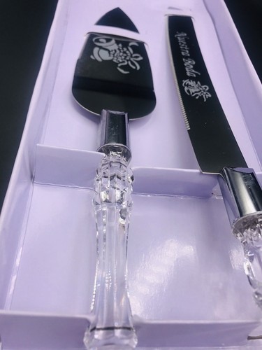 Wedding Elegant Cake Knife Server Set Faux Stainless Steel Nuestra Boda Set - Picture 6 of 6