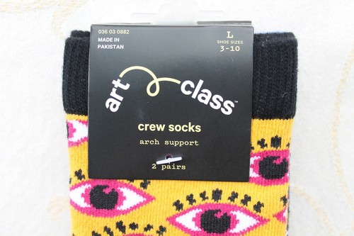 Target Art Class Kids Crew Socks 2 Pack L 3-10 Arch Support Fun Groovy NWT - Picture 7 of 9
