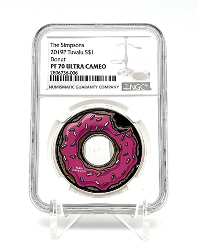 Tuvalu 2019 1$ DONUT Simpsons 1 oz Silver Coin NGC PF70
