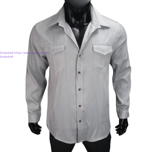 Mens Denim Shirt Long Sleeve Button Down Tops Western Casual Jean Work Shirts - Picture 9 of 17