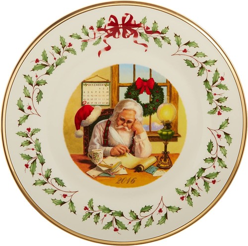 Lenox Holiday 2016 Annual Plate Santa Making A List New Made in USA