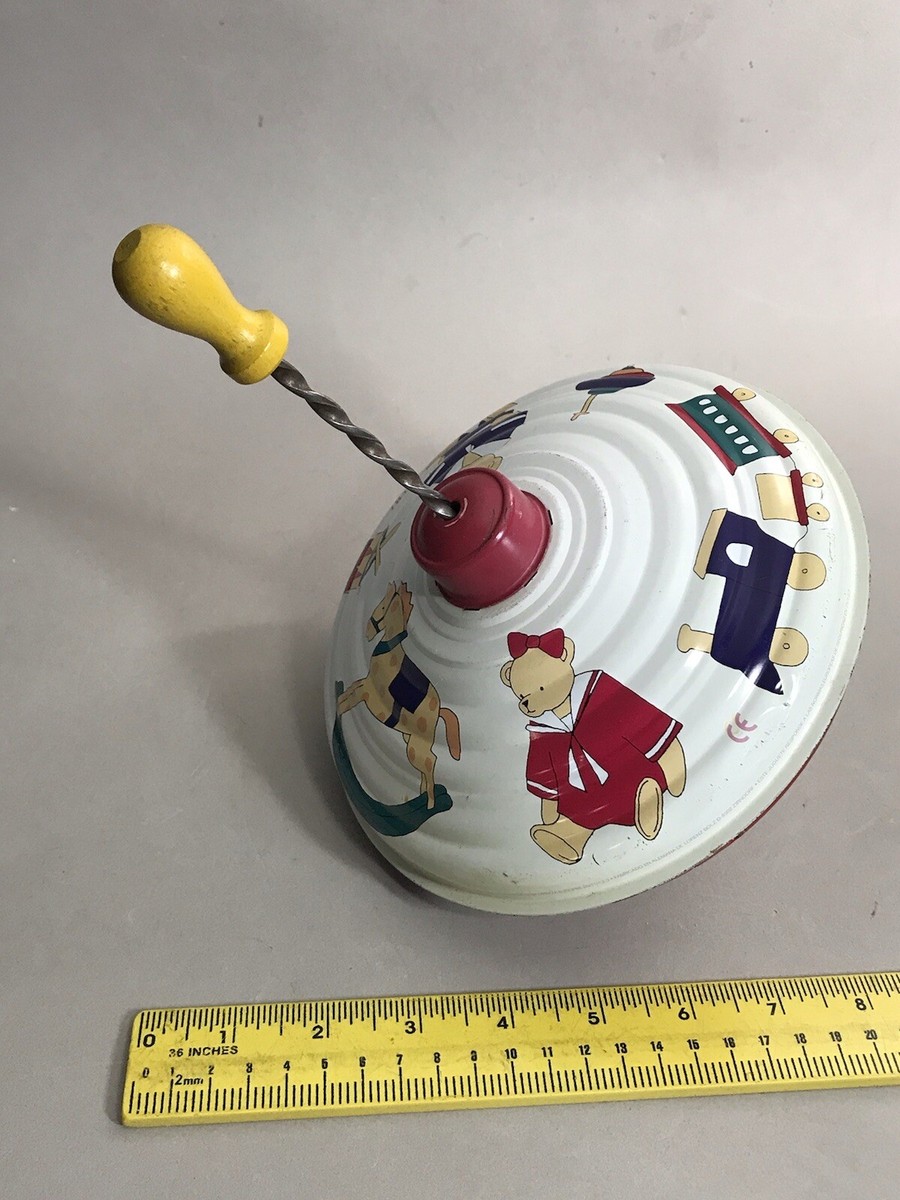 Vintage 1970s TIN TOY SPINNING TOP Germany Lorenz Bolz Bears