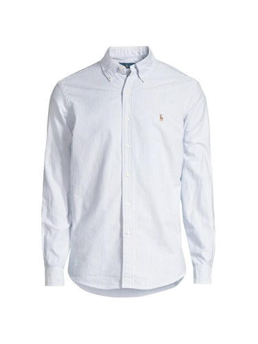 polo ralph lauren slim fit knit dress shirt Men Button-Down Blue Stripe XS Sweater Dresses