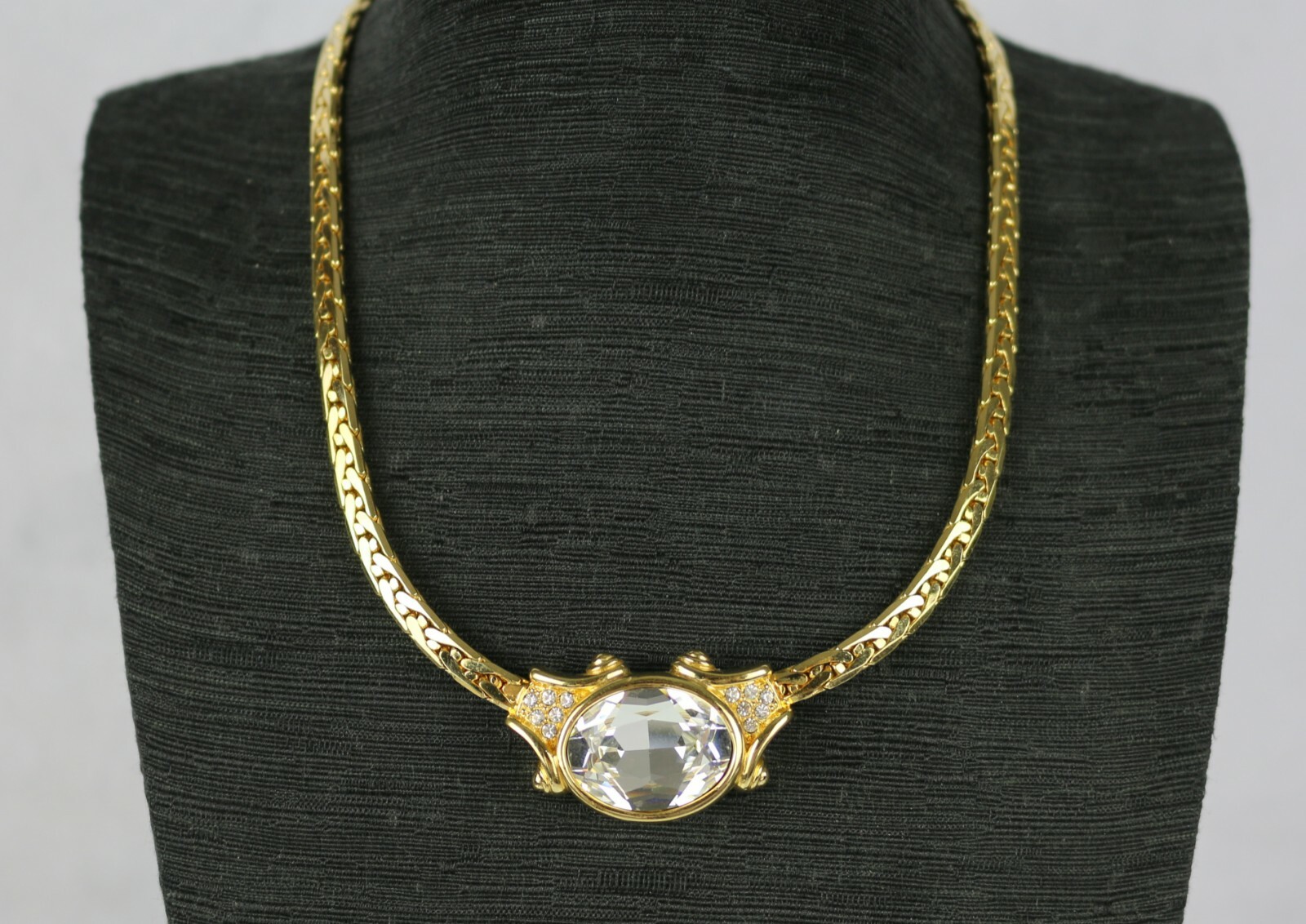 Authentic Swarovski Clear Crystal Statement Gold-… - image 2