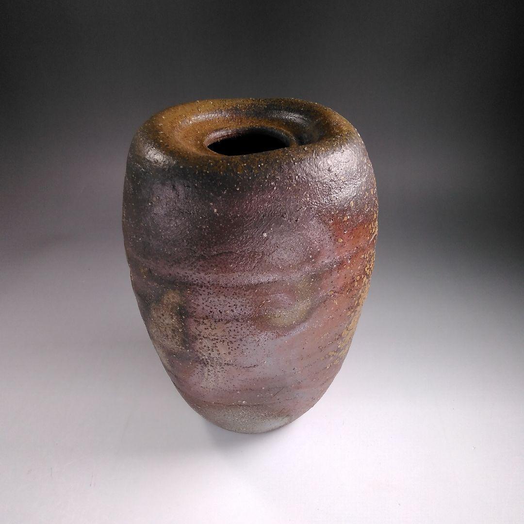 【備前焼 花入②】Bizen ware Flower vase ( 送料無料!) Flower Vase Bizen Ware Toshiaki Shibuta with Box Japanese