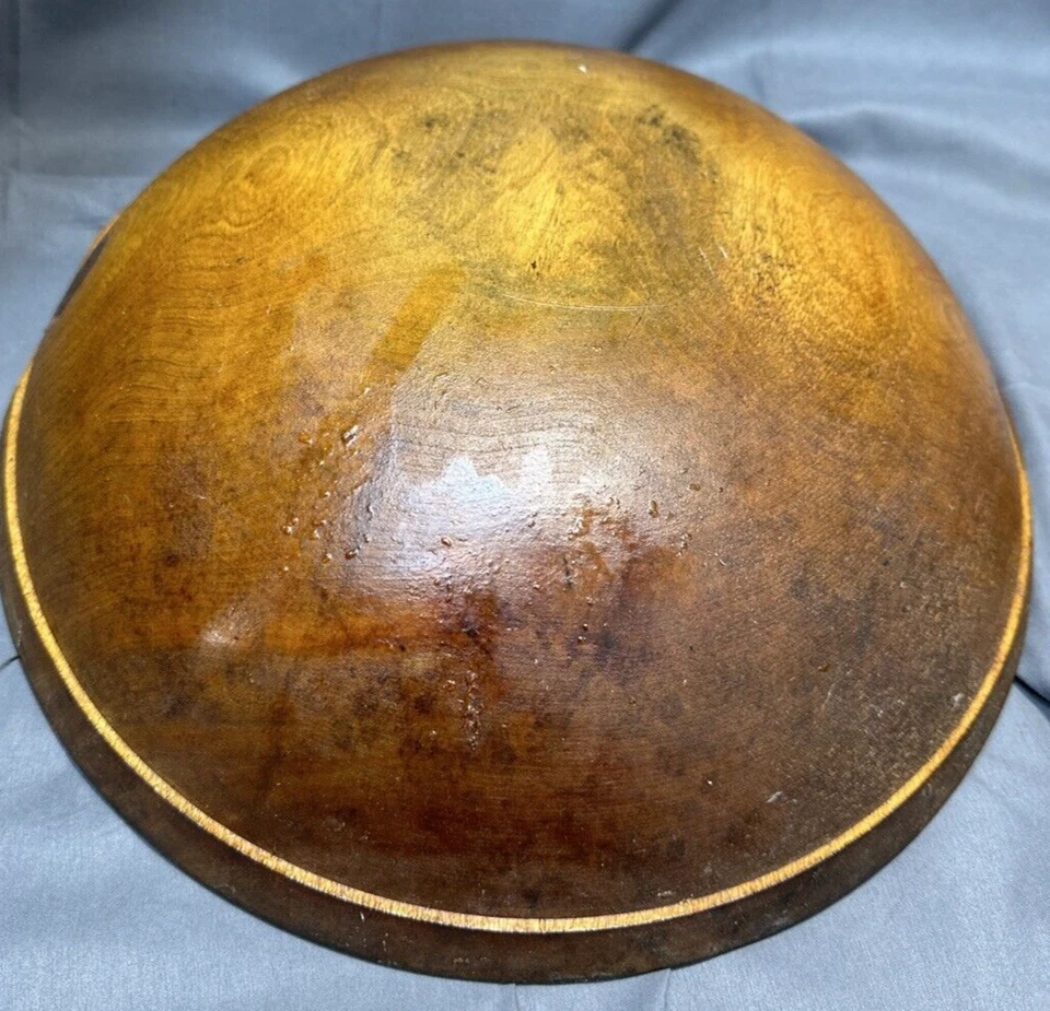 Tazón y cuchara grande de masa de madera antigua temprana de 15"x14"x4" tazón de mantequilla Foto 4 de 4