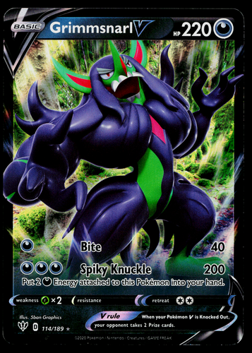Pokémon - Grimmsnarl V 114/189 - Carta Ultra Rara Da Spada & Scudo: Fiamme Oscure - Singola, Autentica - 2