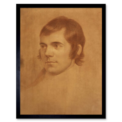 Skirving Portrait schottischer Dichter Robert Burns Zeichnung Wandkunstdruck gerahmt 12x16