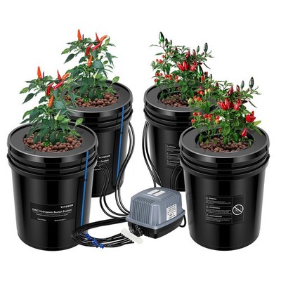 VIVOSUN 5-Gallon DWC Hydroponik System   4 Eimer Hydro Grow Kit für Gemüse
