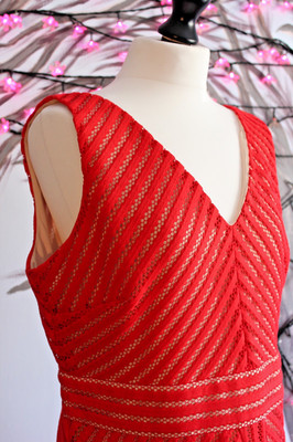 Party Prom Dress Red Chevron Detail Wedding Guest Cruise size 18