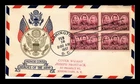 Dr Jim Stamps Fdc Scott 787 3C Army Heroes Block Plimpton Cachet Air Mail