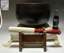 Buddhist Bell #241 Japanese Vtg Temple 29cm Rin Orin Singing Bowl Gong Set Japan