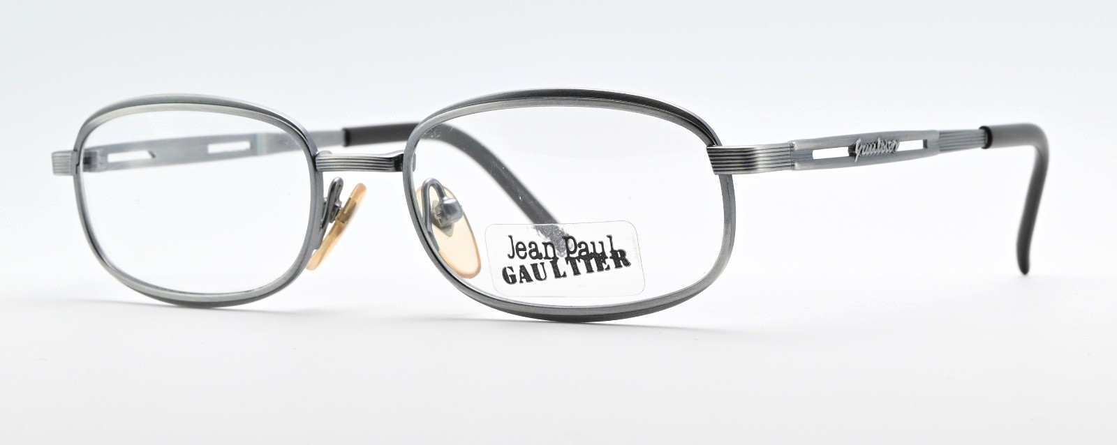 JEAN PAUL GAULTIER Brille 55-7113 50-17 140 90s Oval Rechteck Japan Silbergrau S 45790₽