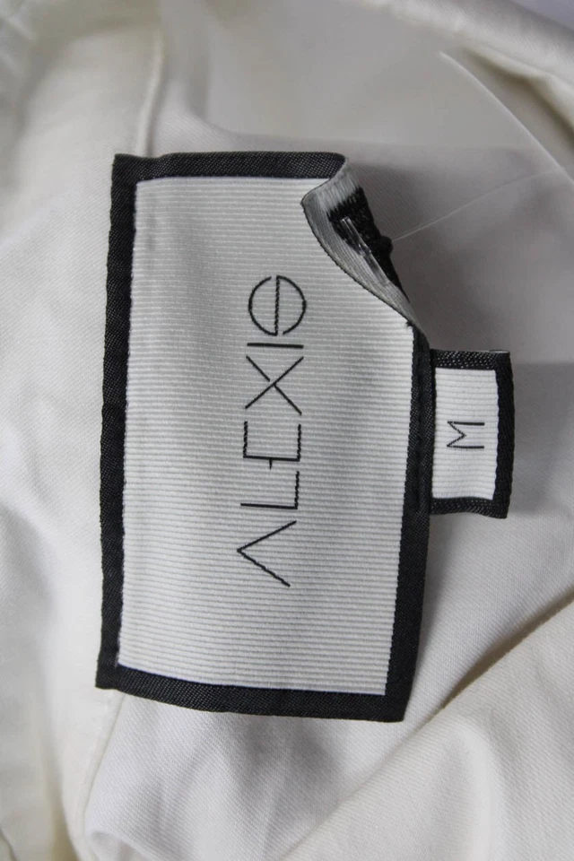 Alexis Women Shirt Dress Fit & Flare White Collared Short Sleeve Size M - Image 4 of 4