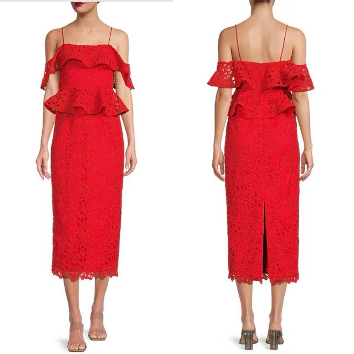 NWT Muse by Marchesa Amaryllis Lace Off-The-Shoulder Midi Dress Sz 2 NWT Muse by Marchesa Amaryllis Lace Off-The-Shoulder Midi Dress Sz 2