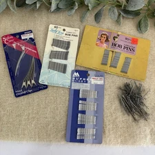 Vintage Lot Of Silver Gray Colored Bobby Pins And Rubber Tip Duckbill Clips