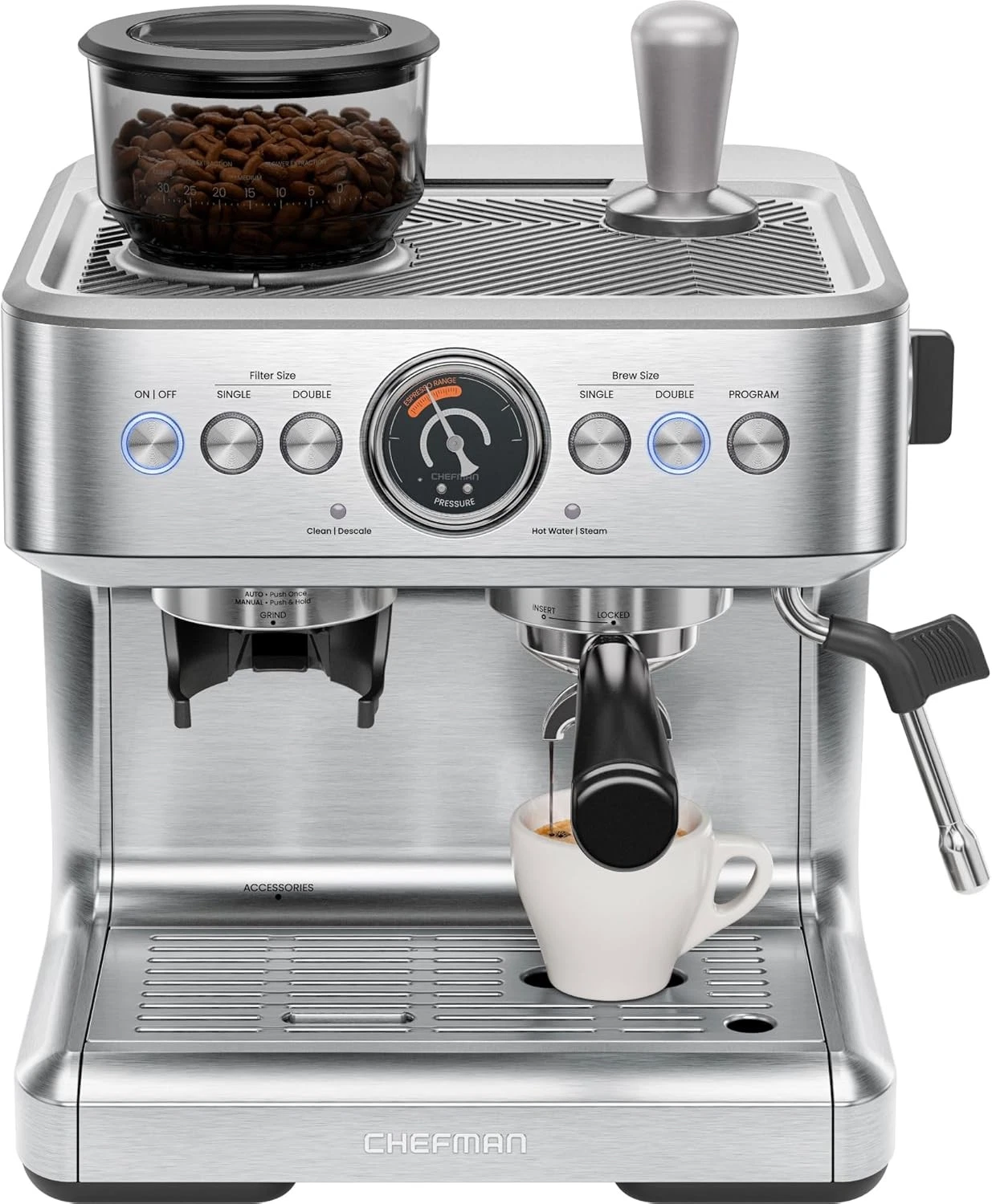 Chefman Crema Supreme 15 Bar Espresso Machine w/ Grinder - Stainless Steel(Used)
Opens in a new wind