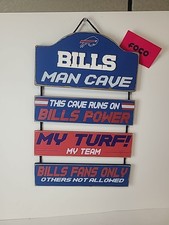 NWT Buffalo Bills Fan Cave Hanging Foldable Wood Sign NFL Licensed 14x10 Forever