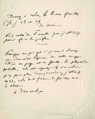 Honoré de BALZAC - Autograph letter to his publisher. ''The country priest''....