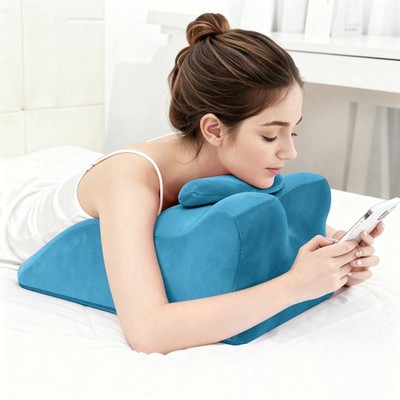 Multi-Functional Bed Pillow with Ergonomic Spinal Posture Support,Blue