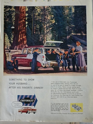 1956 Red and White Chevrolet Station Wagon car Boy Scouts vintage Ad - Picture 1 of 1