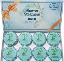 Shower Steamers Aromatherapy 8 Pack, Menthol & Eucalyptus Shower Bombs with Natu