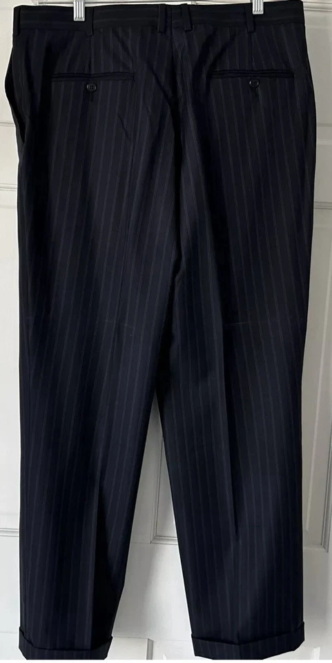 Traje Chaqueta Burberry a Rayas Tiza Para Hombres 2 Piezas Lana Azul Marino 44 Regular Foto 3 de 4