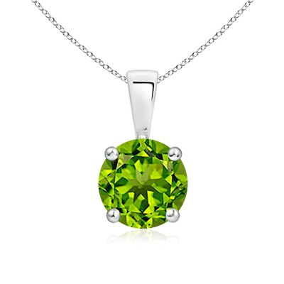 ANGARA 1.4 Ct Natural Peridot Round Shape Pendant Necklace in Sterling Silver