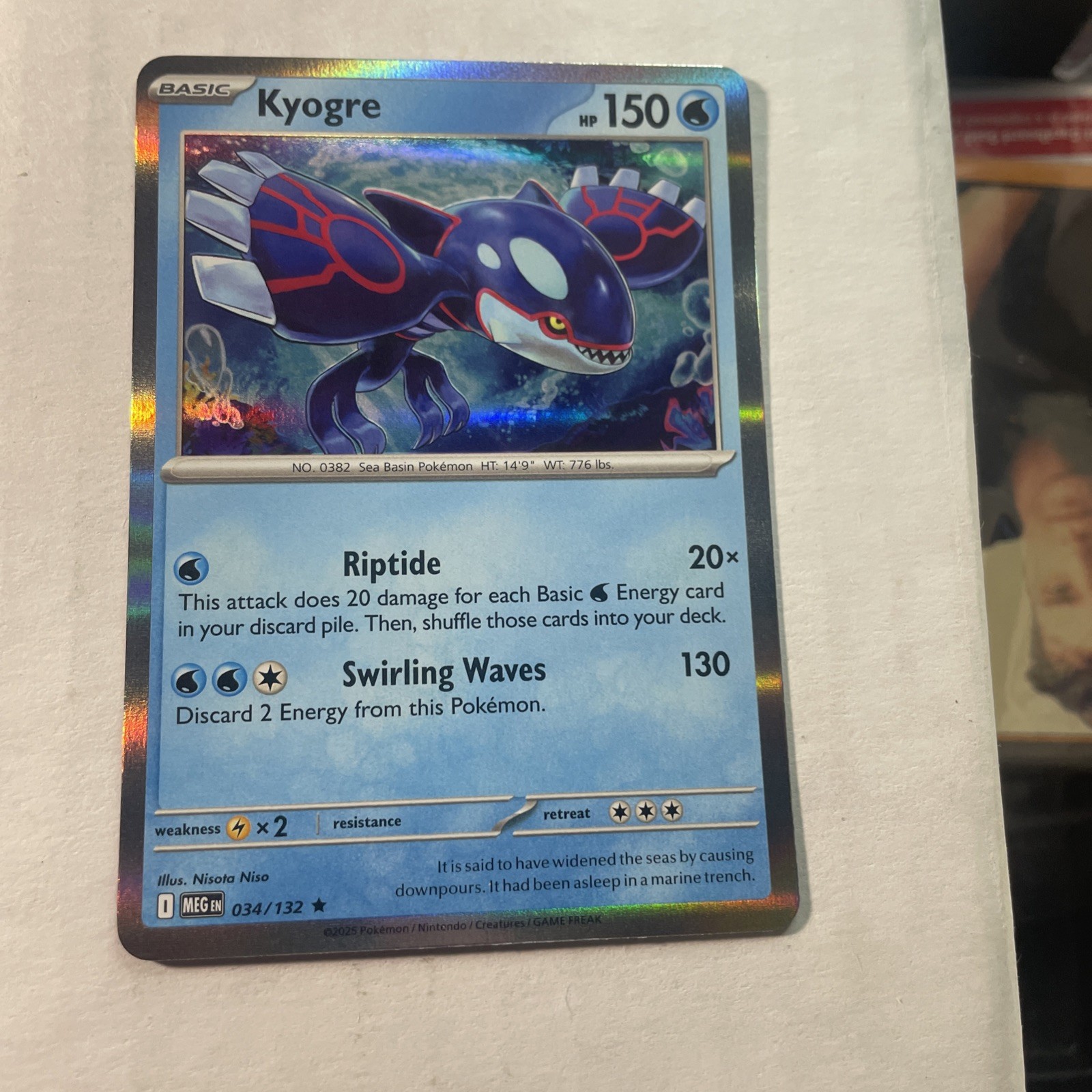 Kyogre 034/132 - Reverse Holo - Pokémon TCG: Mega Evolution - NM