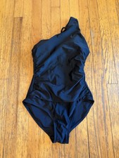 Kona Sol Swimsuit Womens S Black One Shoulder One Piece Padded Lined Stretch