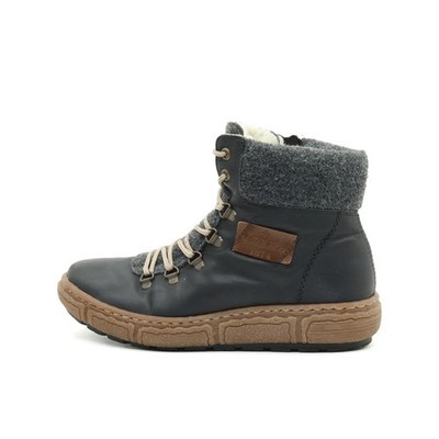 Rieker Damen Z6741 Stiefel schwarz/grau Leder Antistress Stiefeletten EU 39