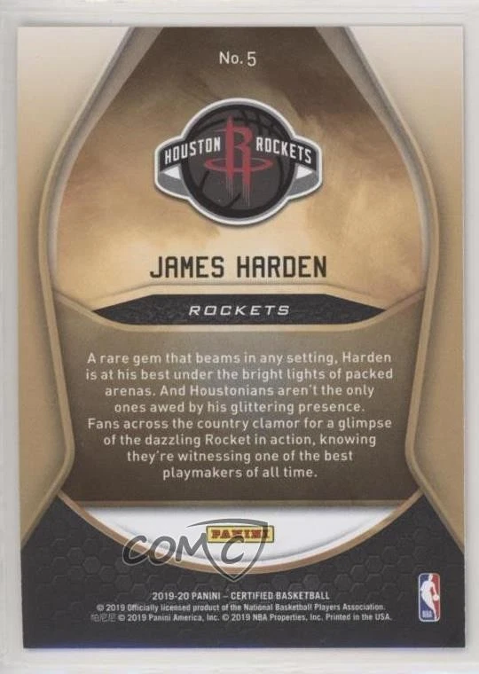 2019-20 Certified Gold Team Mirror Camo /25 James Harden #5 - Image 2 of 2