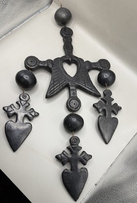 Rare Large Cruz Yalalag Barro Negro Cross from Oaxaca 22''H x 13'' W