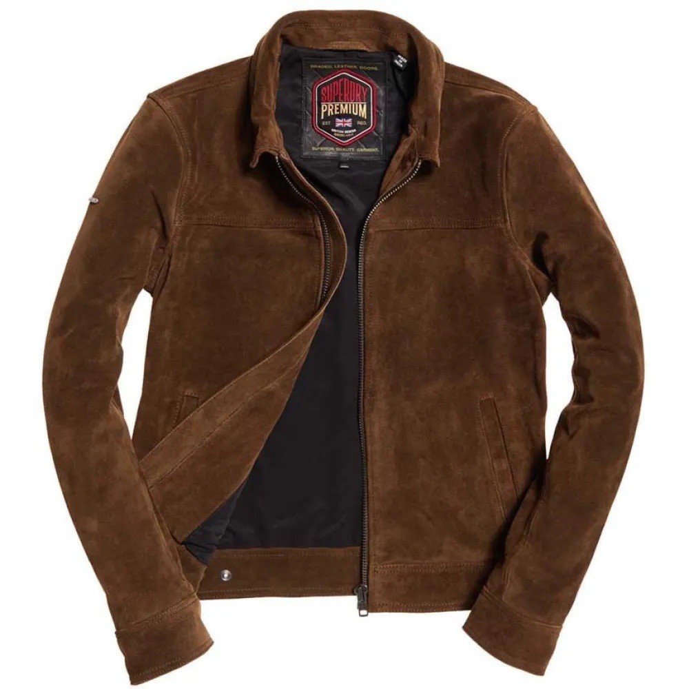 Superdry Men's Leather Jacket Brown image 3