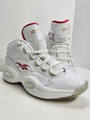 Reebok Question Mid Unisex Shoes White/Vector Red Size Men's 10.5 Women's 12