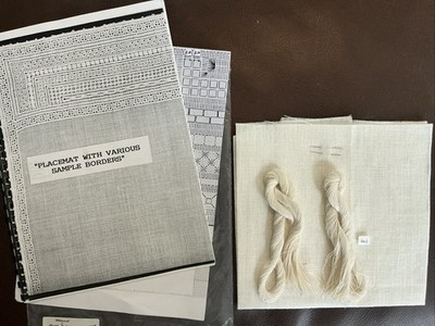 Evenweave Linen 28 Ct Cross Stitch 16x20 + Linen Thread Whitework Patterns LOT